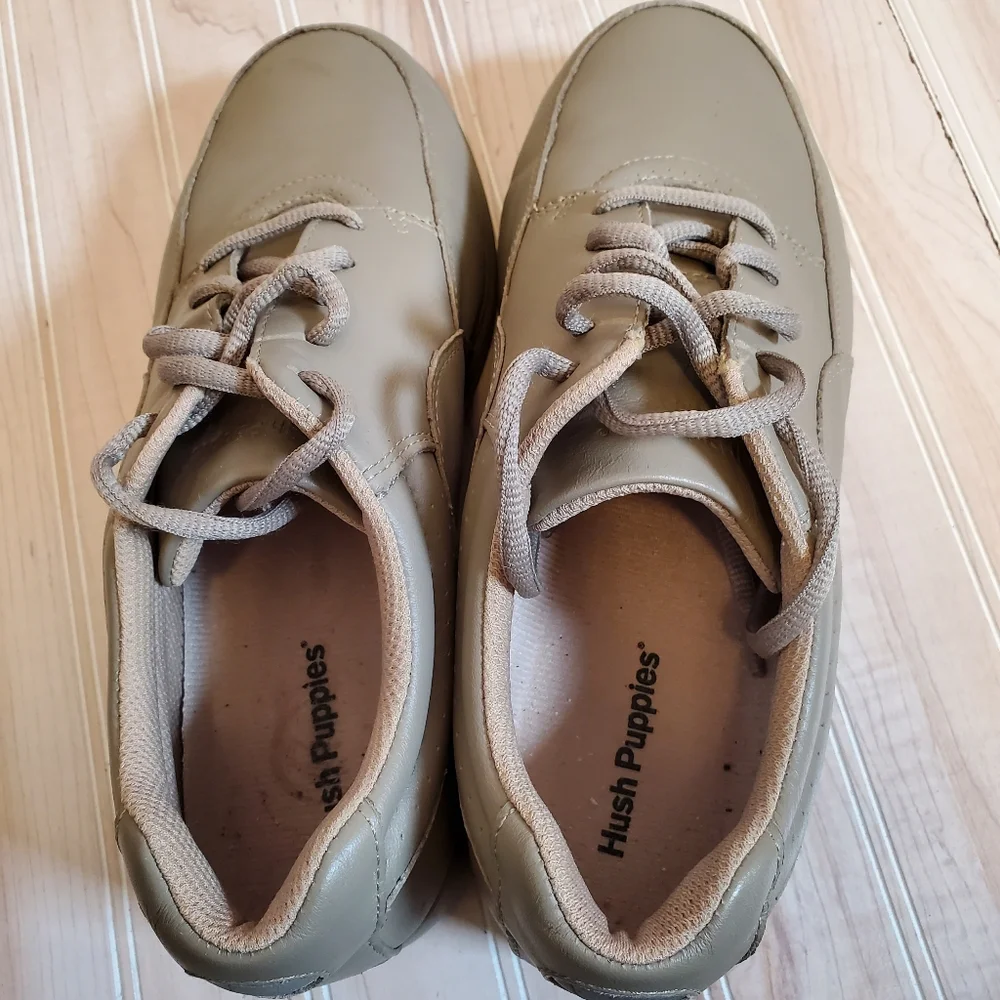 Hush Puppies Women's Power Walker Casual Shoes Taupe Size 8.5 Lace Up Sneaker